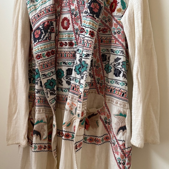 Biya Johnny Was Embroidered Light Knit Duster Sweater - Picture 4 of 6